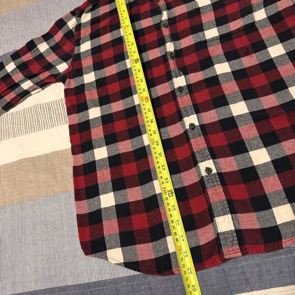 Croft & Barrow Casual Button Down Mens Large Red Plaid Rugged Flannel Shirt - Picture 4 of 6